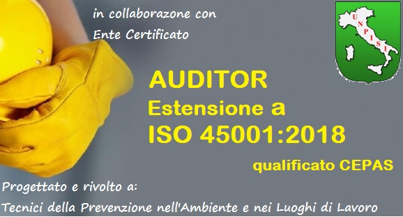 AUDITOR/LEAD AUDITOR - Estensione alla ISO 45001:2018